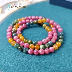 Vòng tay đá Tourmaline 6.8 li thiên nhiên VIP phong cách quấn 3 vòng hoặc làm vòng cổ sang trọng không kén mệnh | Hoa Minh Gem