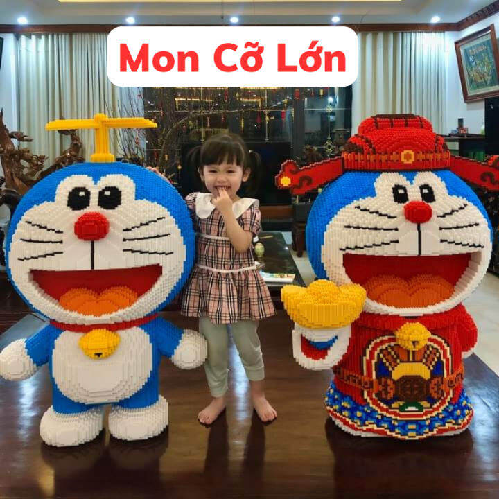 lego doraemon đầu lân 53cm , thần tài 40-68-91cm, mô hình lắp ráp ...