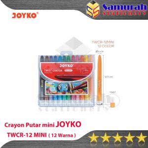 Crayon Joyko TWCR-12 Mini / Krayon Putar Mewarnai isi 12 Warna Pendek Twist Oil Pastel TWCR 12s