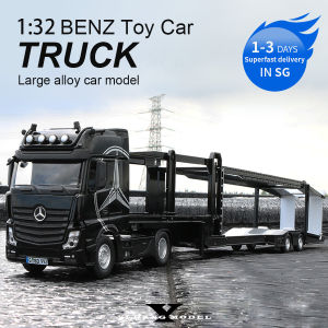 1:32 Benz truck lager Model Cars toy for kids Diecast Model simulation pull back  cars for boys children gift Display case