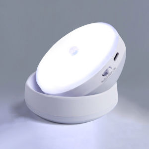 LED Night Light USB Charging Motion Sensor Round Energy Saving LED Sensor Light Bedroom Sound/Light Control Hallway Home Bathroom