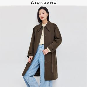Giordano Women Pointed collar raglan sleeve trench coat Free Shipping 05374687