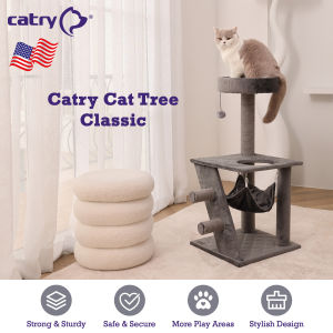 *NEW* Catry Cat Tree Classic (Scratching Post + Climbing Ramp + Hammock + Toy Soft and Plush Quilted Velvet Surface USA Brand)
