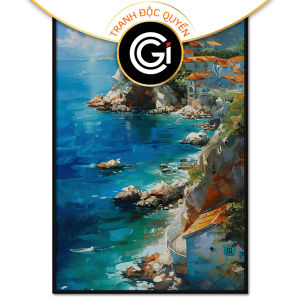 Tranh phong cảnh trừu tượng thành phố ven biển đảotranh sơn dầu treo tường tranh dán tường trang trí nội thất.CGI-583