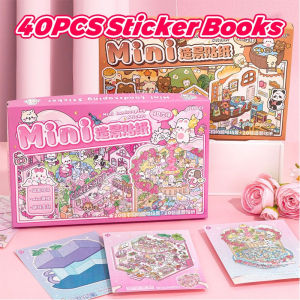 40PCS Sticker Books with Box 3D Landscape Scene Collection DIY Cartoon Stickers for Kids