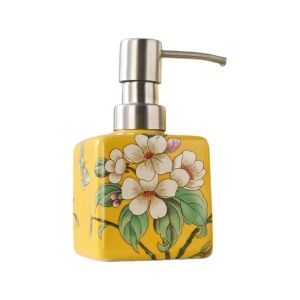 OMQAIO Chinese Style Hand Soap Dispenser Vintage Refillable Lotion Pump Bottles Easy To Clean Non-slip Ceramic Soap Bottle Home
