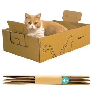 3-Pack Disposable Cat Litter Boxes Foldable Cardboard Cat Litter Box Waterproof Coating Portable for Travel Large(17.2 x 12.2 x 5.3)