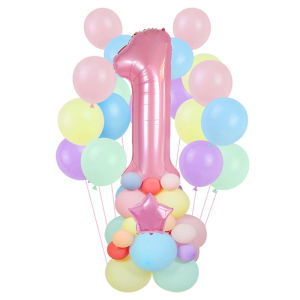 40 Inch Foil Helium Balloons 60pcs Birthday Latex Number Balloons Foil Balloons for Kids Girl boy  Birthday Party Decoration Anniversary