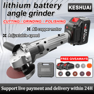 【keshuai】COD Cordless Angle Grinder Brushless Motor Industrial Heavy Duty Angle Grinder Rechargeable Lithium Battery Angle Grinder Wood Metal Tile Cutting Electric Cutting Tool