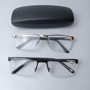 Kính viễn thị đọc sách gọng nhập khẩu nửa viền cước sang trọng dành cho nam và nữ tặng hộp da cao cấp