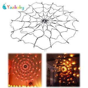 Halloween Spider Web Lights 70 LED with Black Spider Spider Web Halloween Decoration Outdoor Lights for Yard Outside