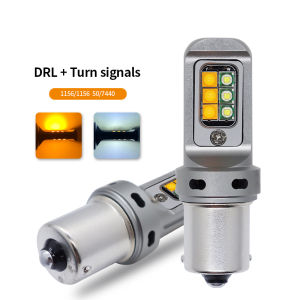 LED Canbus Light 1156 P21W BA15S PY21W BAU15S 3156 7440 W21W T20 Car DRL Turn Signal Dual Mode 2 in 1 Switchback