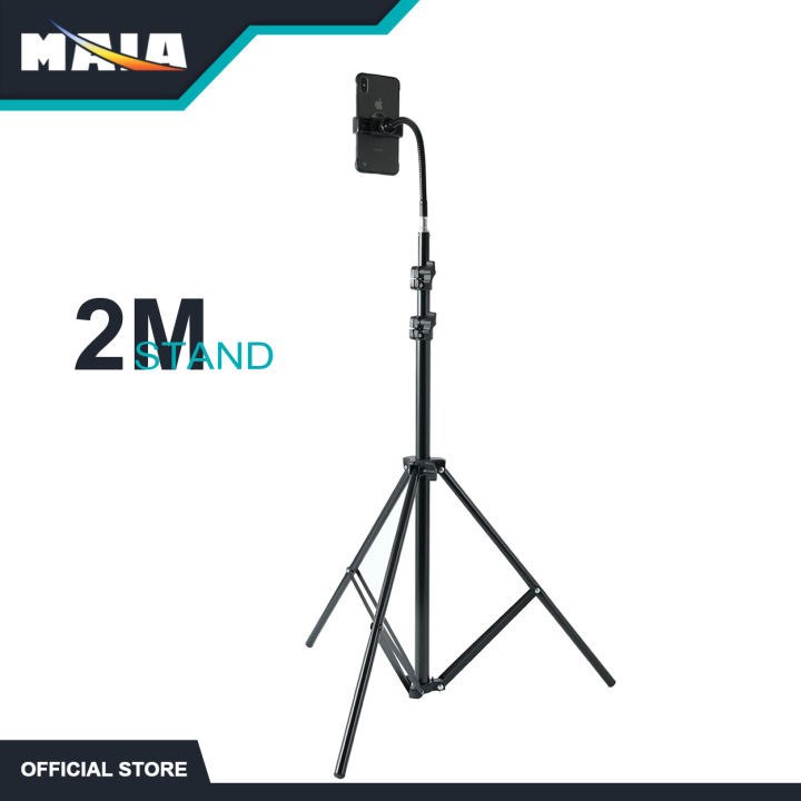 MAIA 200CM Professional Adjustable Photography Tripod Strong Light Stands  with Phone Holder