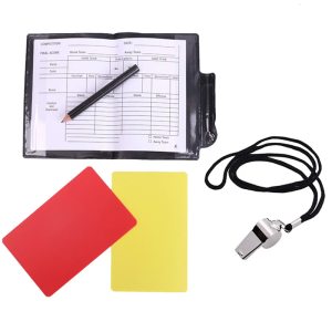 Redness and Yellow Set Wallet Set with Metal Referee Whistle Volleyball Soccer Referee with Score Sheets