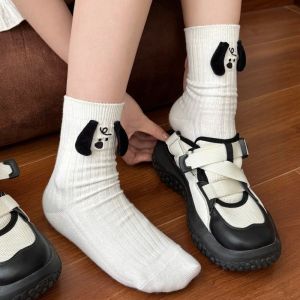 Cute 3D Eared Knitted Puppy Dog White Socks Novelty Streetwear Gift