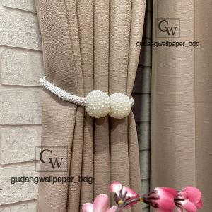 Gorden Gordyn Hotel Blackout Minimalis Polos Bertekstur Warna Khaki Coklat Susu