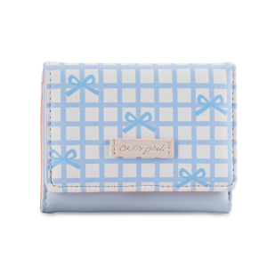 Slim Striped PU Wallet With Bows Detail Soft And Practical Compartment Fashion Short Purse for Women