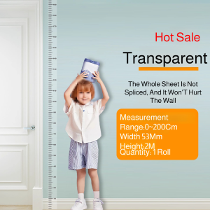 2M Kids Children Height Measure Chart Wall Sticker Self-Adhesive Removable Decoration Cartoon Transparent Sticker