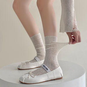 2456 Kaos kaki tipis motif henna premium wanita dewasa panjang setinggi bawah lutut Kaus kaki stoking brokat warna hitam putih cream abu - Women socks fashion korean style lolita Gothic vintage girly