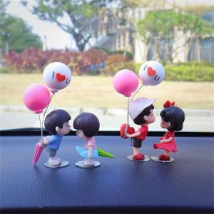 NJJU Car Accessories Creative Balloon Ornament Center Console Anime Couples Action Figure Cartoon Couples Model Car Ornament Car Decoration Dashboard Figurine