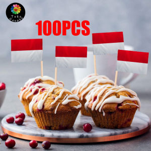 100pcs Kemerdekaan Bendera merah putih kain Bendera Kain Merah Putih Kecil Untuk pesta perayaan buah-buahan