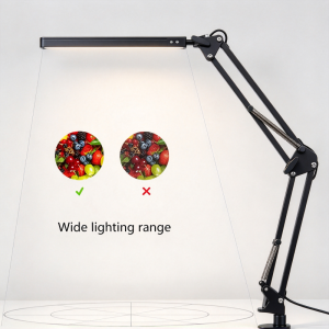 LED Desk Lamp with Clamp 360° Rotating Swing Arm Black Metal Folding Dimmable Eye Caring Light for Bedroom Office