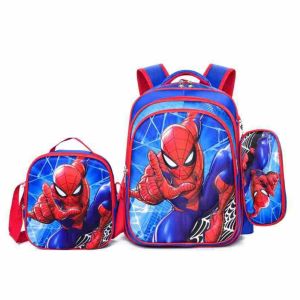 3pcs Marvel Backpack 3D Hard Shell Waterproof Spiderman Grade 1-3 Lunch Bag Kids Bagpack School Bag