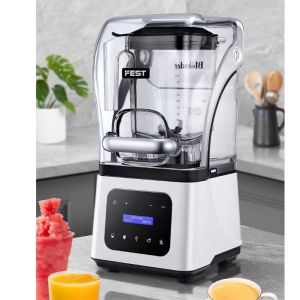 เครื่องปั่นสมูทตี้ พร้อมฝาครอบลดเสียง SUS304 blade 6ใบมีดปั่น