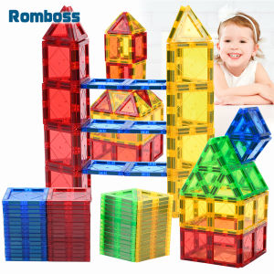Romboss 60PCS 6.5CM Magnetic tiles for Kids DIY Educational Toys Construction Magnetic Building Blocks Christmas Gift Only Triangle + Square Refill Set