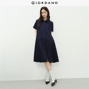 Giordano Women Denim-like tiered midi dress Free Shipping 18466221