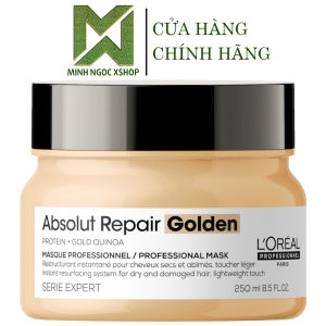 Combo Dầu Gội 500ML và Dầu hấp nhũ vàng 250ML phục hồi hư tổn toàn diện LOréal - Loreal Absolut Repair