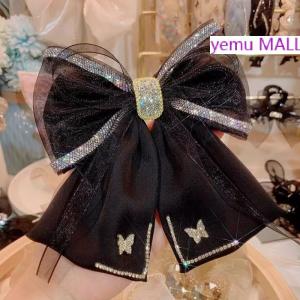 yemu MALL กิ๊บผ้าคริสตัลพลอยเทียมผีเสื้อกิ๊บติดผมห่วงตาข่ายสำหรับผู้หญิงเครื่องประดับผมแฟชั่นสไตล์เกาหลี