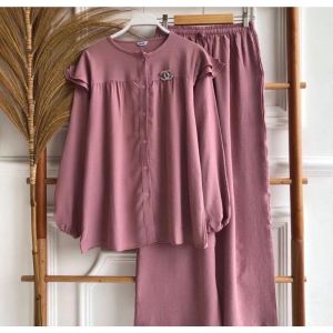 COD Setelan Wanita Remaja Model Terbaru One Set Crinkle Setelan Wanita Cringkel Airflow Terbaru Premium Busui Termurah