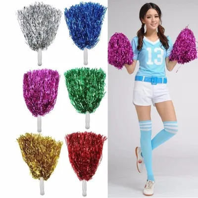 1 Pair Cheerleading Pom Poms Dance Cheering Pompom Stage Performance Handheld Pompoms for Cheering for Kids School Sports Events Party Supplies