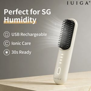 IUIGA Wireless Hair Straightener Comb Auto-Off Safety Adjustable Heat Frizz-Free Easy to Use