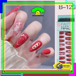 MI-K127 Kuku Palsu Nail Art Motif Wanita With Toolkit Perawatan Kuku / Fake Nail Art Sticker Hiasan Kuku Cewek Anti Air Korean Style