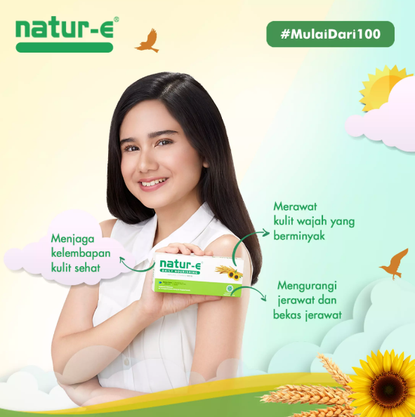 [NATUR-E] Suplemen Kulit DAILY NOURISHING NATURAL VITAMIN E 100 IU isi 16 Kapsul Mengurangi Jerawat dan Bekas Jerawat Merawat Kulit Wajah Berminyak Merawat Kelembapan Kulit Sehat Mengatasi Kulit Kering dan Kusam