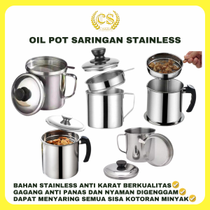 CS Oil Pot Stainless Steel 1300ML / Tempat Saringan Minyak Bekas Pakai Oilpot