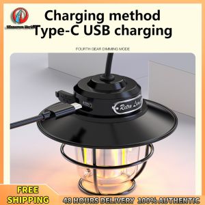Winnereco LED Camping Lamp Vintage 200LM Portable Camping Light Stepless Dimming Type-C USB Rechargeable for Hiking Fishing Emergency