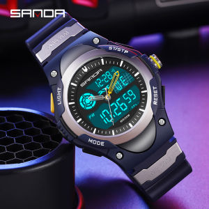 SANDA Men Luxury Fashion Digital Sports Watch Waterproof Men Dual Display Electronic Chronograph Watches