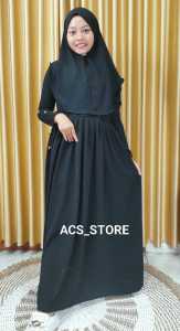 Gamis Anak Perempuan Set Jilbab Hitam 5 - 15 Tahun
