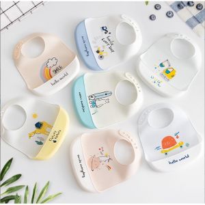 Yếm Ăn Dặm Silicon Có Máng Cao Cấp Siêu Nhẹ Chống Thấm Nước Dễ Vệ Sinh An Toàn Cho Bé