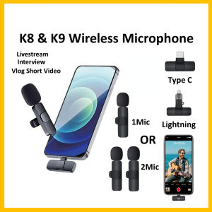 ♥ SFREE Shipping ♥ New K8/K9 Wireless Lavalier Microphone for Phone Vlogging Teaching Cellphone Portable Noise Cancelling Mini Mic