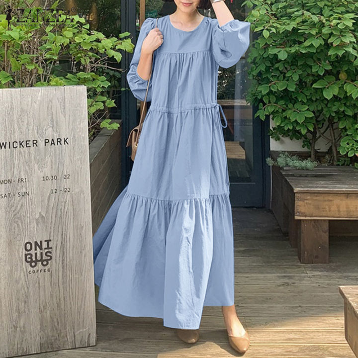 【Clearance Sale】ZANZEA Korean Style Women Puff Sleeve ONeck Plain
