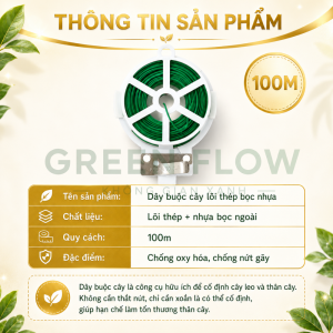 DÂY BUỘC CÂY LÀM VƯỜN LÕI THÉP BỌC NHỰA – KÈM DAO CẮT DÙNG CỐ ĐỊNH CÂY LEO CÀNH CÂY LÀM GIÀN