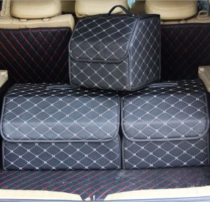 Multi purpose Collapsible Car Trunk Storage Organizer Lid Portable Box Storage Bag Trunk Organizer Leather Folding Auto