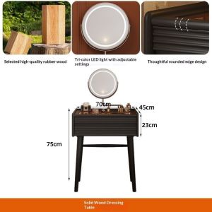 CraftedLiving SG-Chinese r-style dressing table simple makeup table with mirror black solid wood makeup table for bedroom