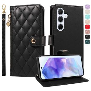 เคสสำหรับ Samsung Galaxy A56 A55 A36 A35 A26 A25 A06 A05 A05S A16 A15ขนาด5กรัมปลอก Samsung A55 A16 A15 4G ซิปกระเป๋าสตางค์หนังลมหอมแม่เหล็กช่องเสียบบัตรปลอกเคสแบบพับปิดได้