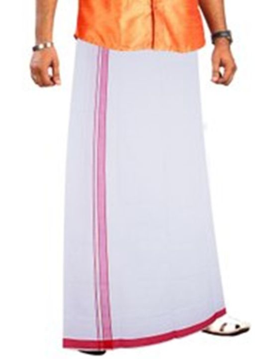 NEW ARRIVAL MEN'S COTTON VESHTI WITH COLORED BORDER. Lazada