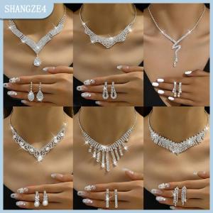 【SHANGZE4】 2pcs thời trang thạch dây chuyền bông tai trang sức Set phụ kiện đám cưới của phụ nữ Quà Tặng